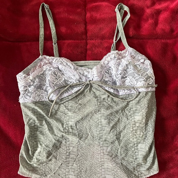 Urban Outfitters Tops - Urban Outfitters Snakeskin Mesh Tank with Purple Lace
